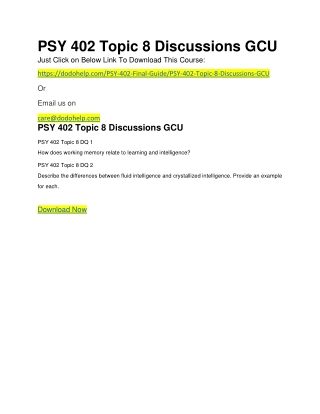 PSY 402 Topic 8 Discussions GCU