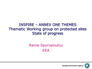 INSPIRE – ANNEX ONE THEMES Thematic Working group on protected sites State of progress