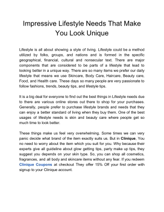 Impressive Lifestyle Needs That Make You Look Unique