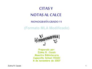 CITAS Y NOTAS AL CALCE MONOGRAFÍA GRADO 11