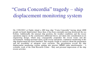 “Costa Concordia” tragedy – ship displacement monitoring system