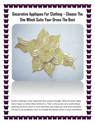 Decorative Appliques For Clothing – Choose The One Which Suits Your Dress The Best