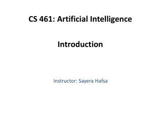 CS 461: Artificial Intelligence Introduction
