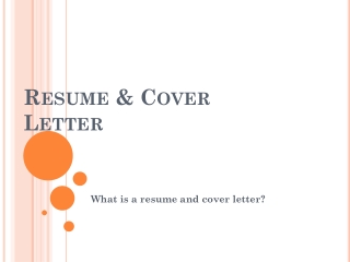 Resume &amp; Cover Letter