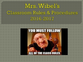 Mrs . Wibel’s Classroom Rules &amp; Procedures 2016-2017