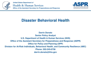 Disaster Behavioral Health