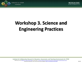 Workshop 3. Science and Engineering Practices