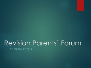 Revision Parents’ Forum