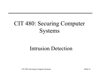 CIT 480 : Securing Computer Systems