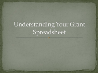 Understanding Your Grant Spreadsheet