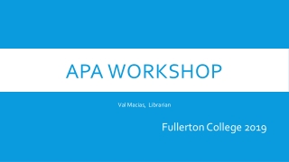 APA Workshop