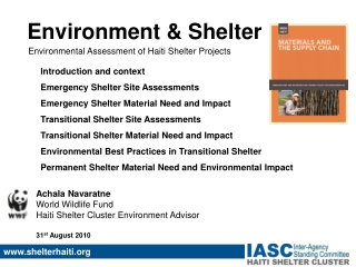 Environment &amp; Shelter