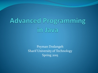 Advanced Programming in Java