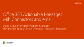 Office 365 Actionable Messages with Connectors and email