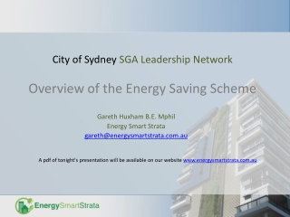 City of Sydney SGA Leadership Network Overview of the Energy Saving Scheme