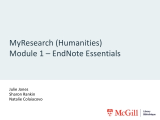 MyResearch (Humanities) Module 1 – EndNote Essentials