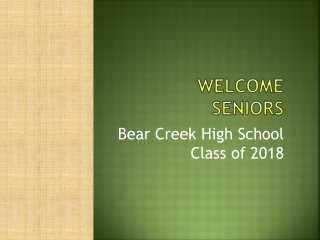 Welcome Seniors