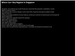Where Can I Buy Rogaine In Singapore