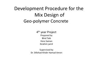 Development Procedure for the Mix Design of