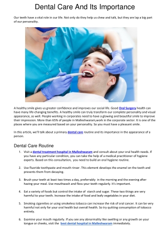 Dental Care And Its Importance