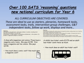 Over 100 SATS ‘ reasoning’ questions new national curriculum for Year 6