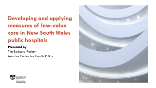 Developing and applying measures of low-value care in New South Wales public hospitals