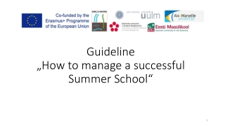 Guideline „ How to manage a successful Summer School“