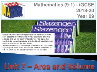 Unit 7 – Area and Volume