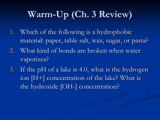 Warm-Up (Ch. 3 Review)