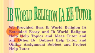 Ib World Religion IA Extended Essay and Assignment Project Help