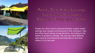 Points That Make Awnings Sydney and Canopies Different From Each Other