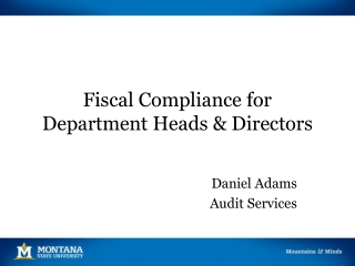 Fiscal Compliance for Department Heads &amp; Directors