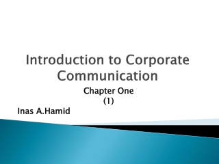 Introduction to Corporate Communication