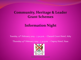 Community, Heritage &amp; Leader Grant Schemes Information Night