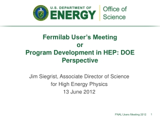 Fermilab User’s Meeting or Program Development in HEP: DOE Perspective