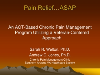 Pain Relief…ASAP