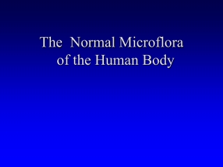 The Normal Microflora of the Human Body