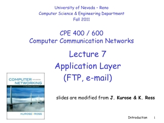 Lecture 7 Application Layer (FTP, e-mail)