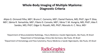 Whole-Body Imaging of Multiple Myeloma: Diagnostic Criteria