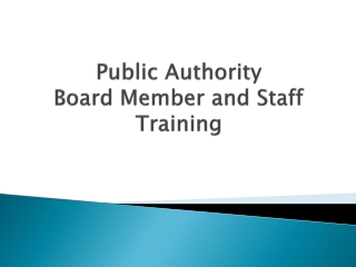 Public Authority Board Member and Staff Training