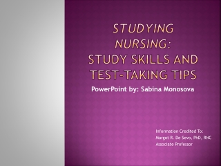 Studying nursing: Study Skills and Test-taking Tips