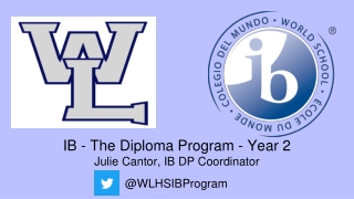 IB - The Diploma Program - Year 2 Julie Cantor, IB DP Coordinator