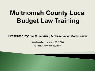 Multnomah County Local Budget Law Training