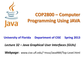 COP2800 – Computer Programming Using JAVA