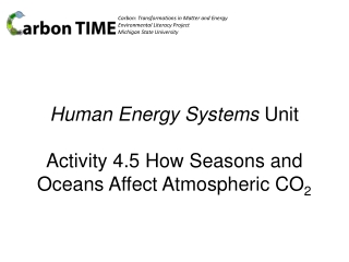 Human Energy Systems Unit Activity 4.5 How Seasons and Oceans Affect Atmospheric CO 2