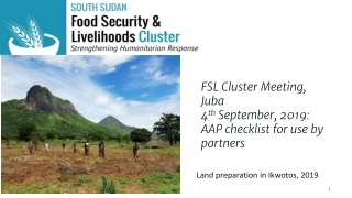 FSL Cluster Meeting, Juba 4 th September, 2019: AAP checklist for use by partners