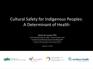 Cultural Safety for Indigenous Peoples: A Determinant of Health