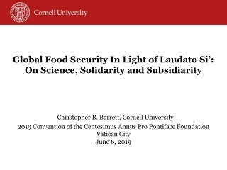 Global Food Security In Light of Laudato Si’: On Science, Solidarity and Subsidiarity