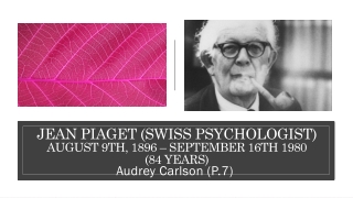 Jean Piaget (Swiss psychologist) August 9th, 1896 – September 16th 1980 (84 years)