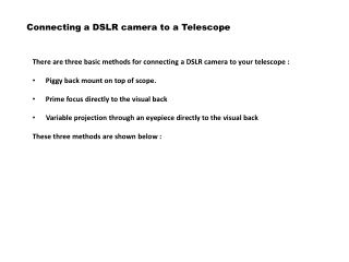 Connecting a DSLR camera to a Telescope